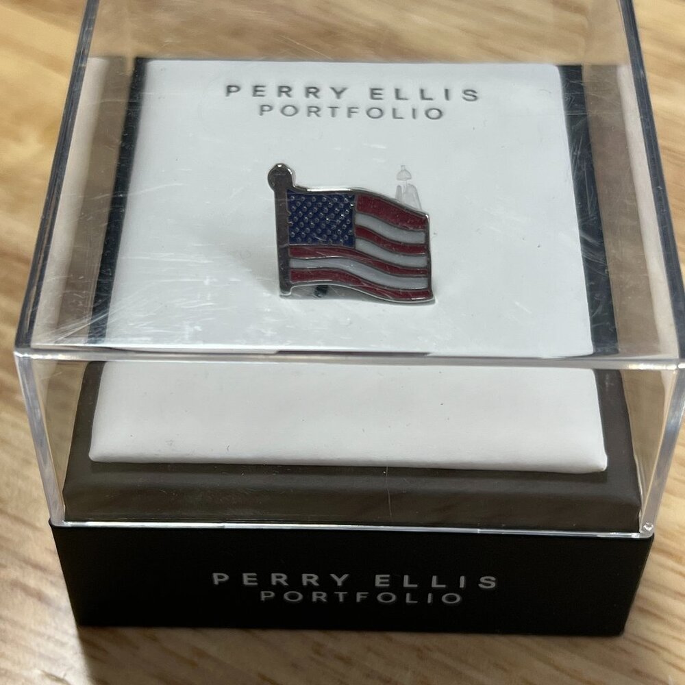 Perry Ellis Portfolio Flag Tie Pin - Red, White, Blue